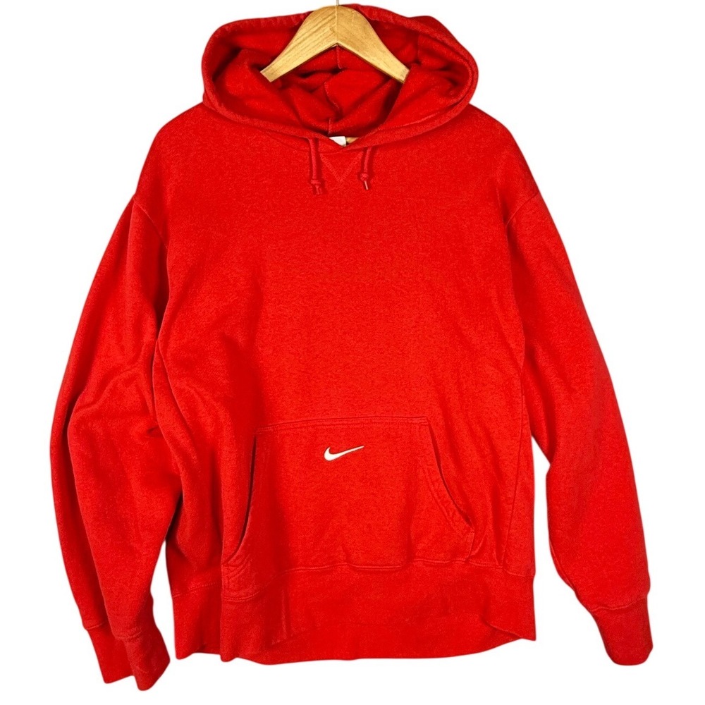 NIKE Red Swoosh Logo Hoodie Sweatshirt Mens Size Large Y2K